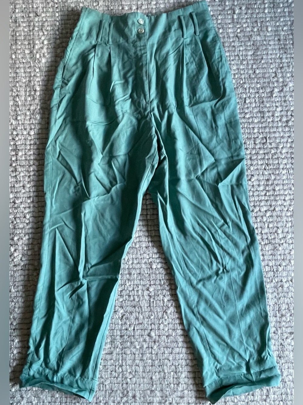 Mango Lightweight Tapered Pants in Teal Green